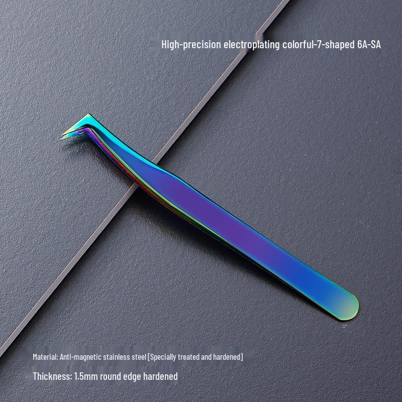 Black Anti-Static Stainless Steel Curved Tip Tweezers Set for Nail Art, Journaling, and Repairs