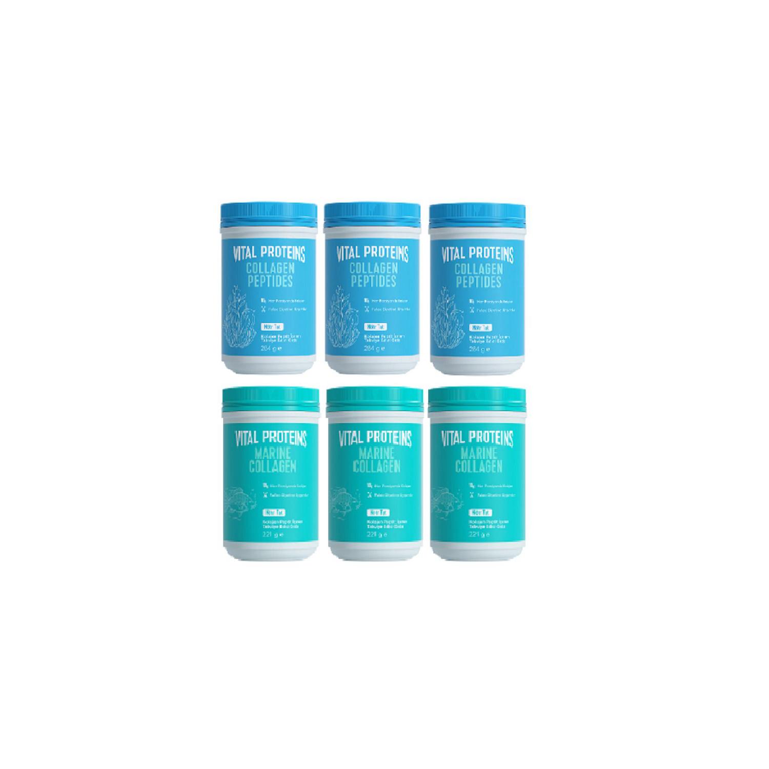 

6 Piece Package Marine Collagen 221 Gr 3 Clolagen Peptides 284 Gr 3 Pieces