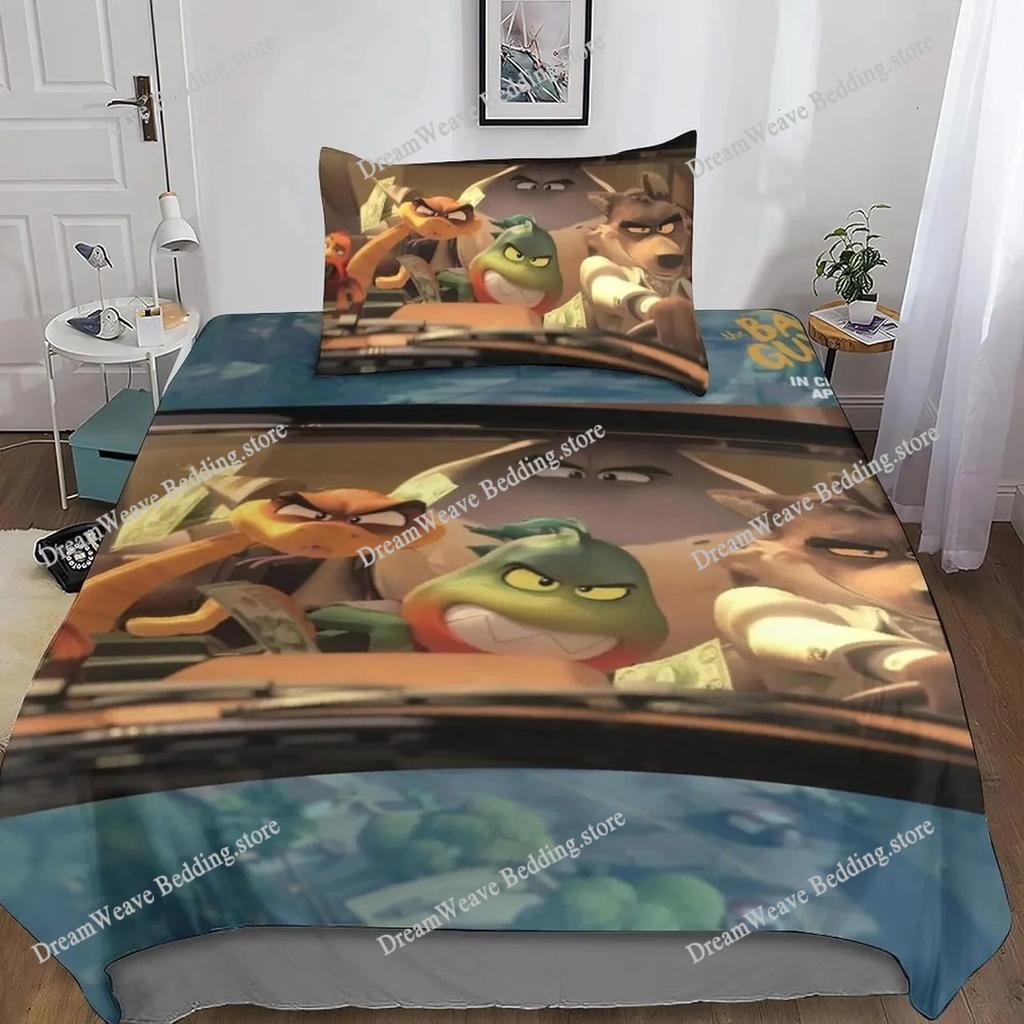 Set de Lenjerie de Pat The Bad Guys Set Exquisit de Articole pentru Pat Huse de Plapumă cu Animale de Desene Animate Set Pături de Pat Set de Lenjerie de Pat Cadouri de Ziua de Naștere