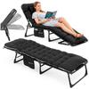 Faltbares Campingbett - - 175x57 cm - 3-fach verstellbare Rückenlehne - Weiche Polsterung inklusive - Tragbar faltbar