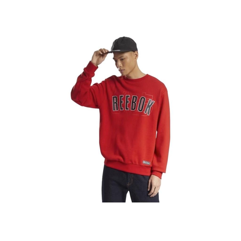 Reebok Cny Series Letter Round Neck Pullover Sweatshirt Unisex sweatshirt Red HE7130