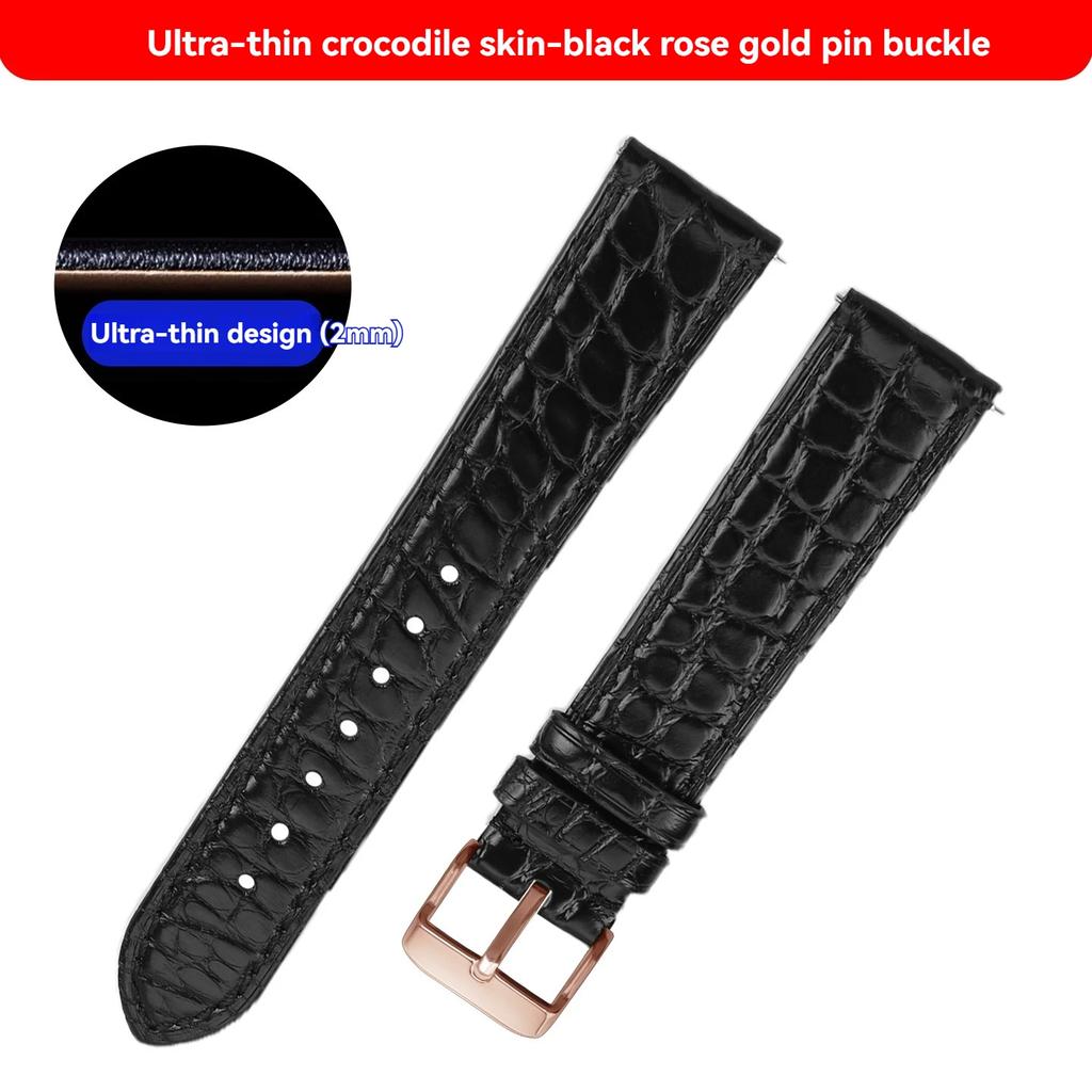 13-22mm High-end crocodile strap quick-release Cowhide base watchband ultra-thin soft unisex for Longines Rossini Cartier Omega