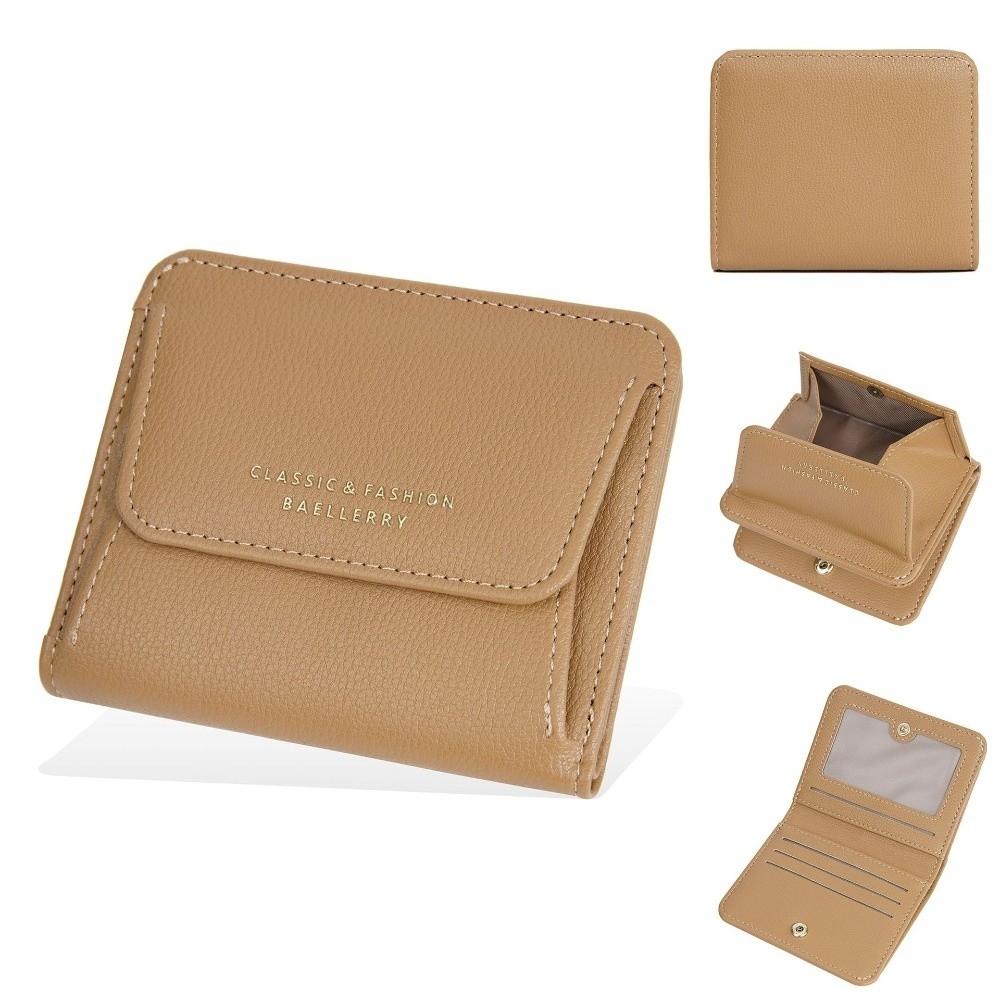 

Fashion PU Leather Mini Short Wallet Fold Large Capacity ID Card Holder Korean Lightweight Student Coin Purse Women Girls жовтий