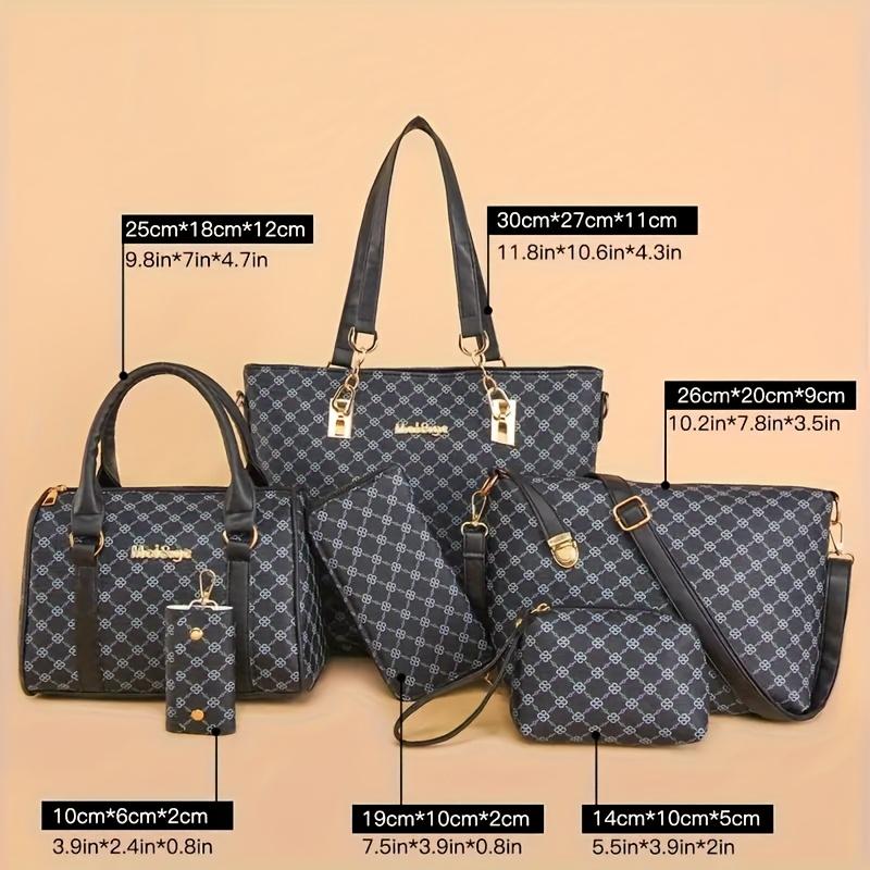 Versatile 6pcs Synthetic Leather Bag Set - Trendy Tote, Crossbody, Handbag, & More for Daily Chic