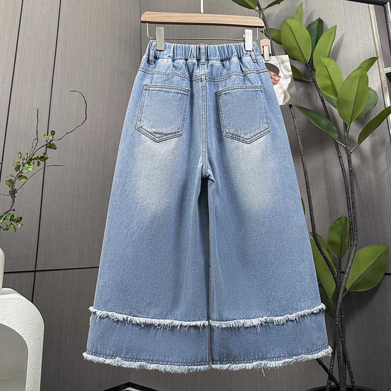 DIMANAF Plus Size 2025 Women Jeans Shorts Pants Summer Loose Basic High Waist Oversized Wide Leg Pants Elastic Waist
