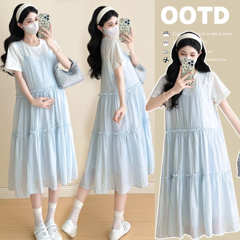2026 Summer Loose Long Maternity Dress M