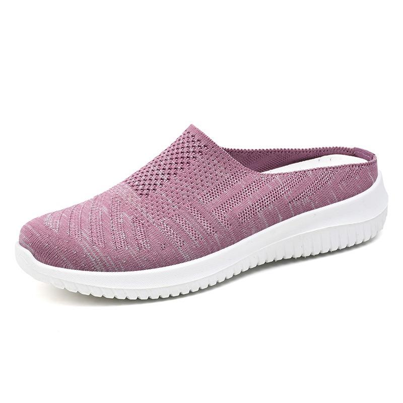 Shoes Women's Summer Slippers Women's Large Size Cloth Shoes Breathable Fly-woven Shoes Soft Sole Lightweight Single Shoes One Pedal Casual Shoes