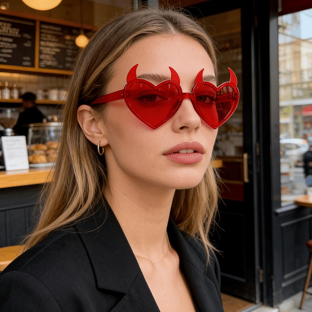 1Pc Women'S Beach Vacation Glasses, Unique And Stylish Devil-Elegant Fashion Glasses, Suitable For Outdoor Travel, Parties, Vacations, Outfit