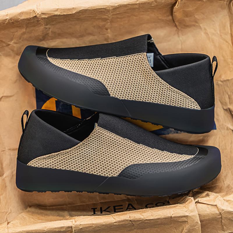 Fashion 2025 Spring New Men's Shoes Breathable Anti-Odor Mesh Face Shoes Non-Slip Sports Shoes Black Soft Bottom Dad Shoe