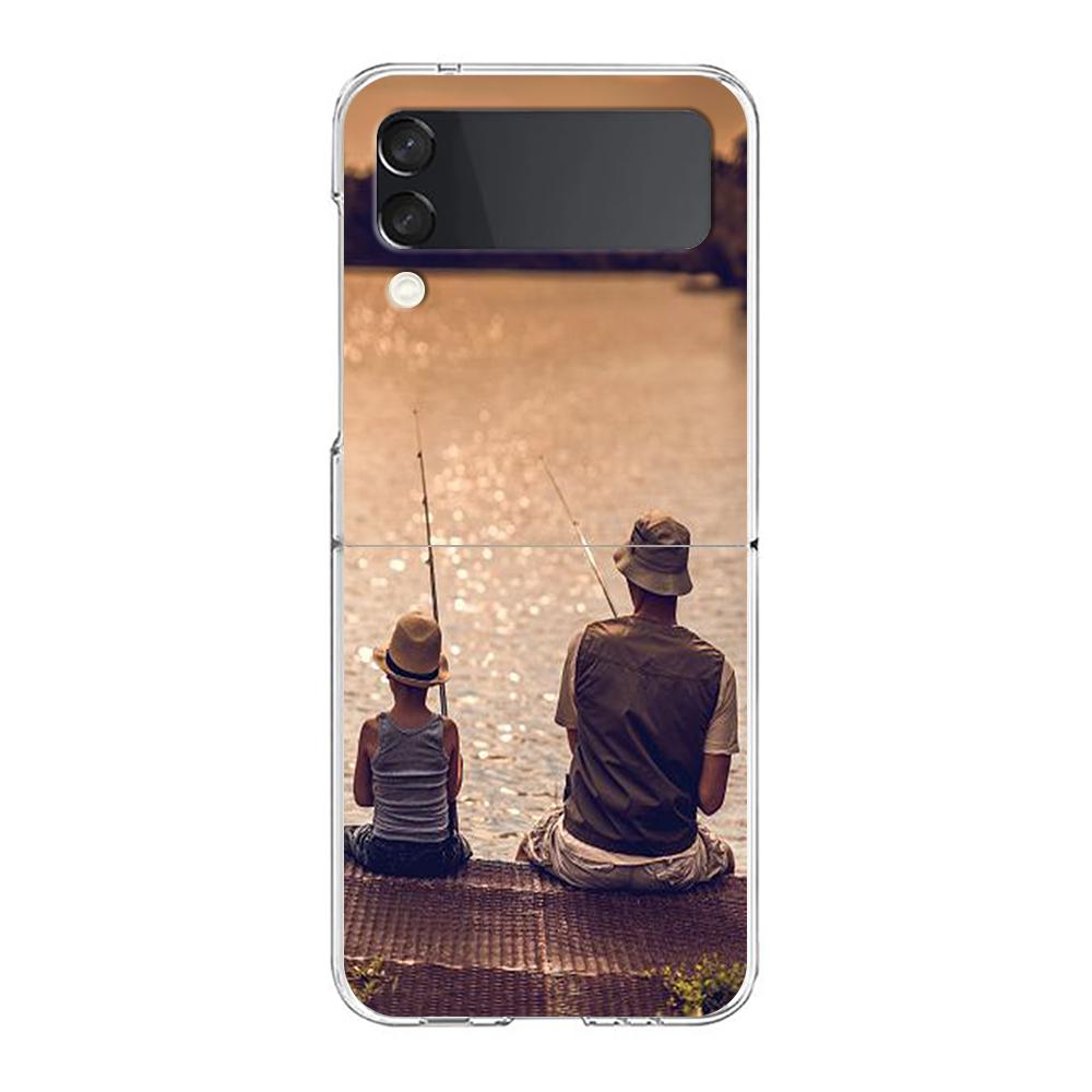 Carp Fishing Fish Phone Case For Samsung Galaxy Z Flip 3 4 5 Hard Folding Clear PC Bumper For Samsung Z Flip 6 Back Cover