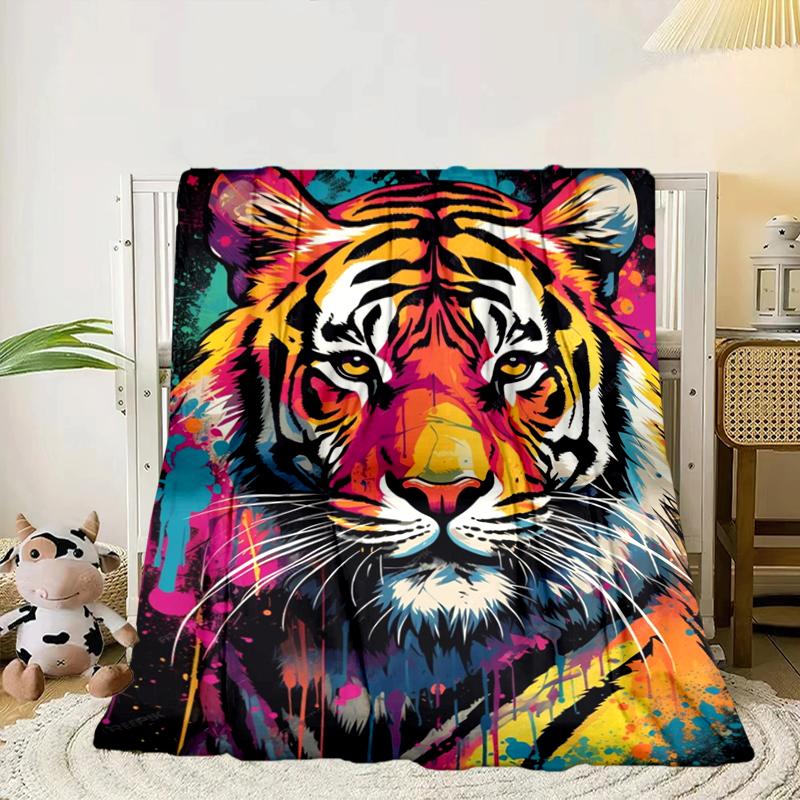 Colorful Tiger Portrait Blanket Flannel Blanket Throw Blanket Sofa Cover Blanket Soft Premium Blanket Picnic Blanket Tv Blanket Gifts