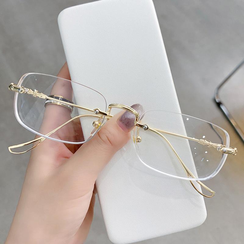 

Прямоугольные очки для чтения без оправы для женщин и мужчин, блокирующие синий свет, очки без оправы золотой