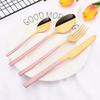 16Pcs for 4 People Pink Gold Dinnerware Set Stainless Steel Knives Forks Tea Spoons Dinner Set Family Kitchen Tableware Set