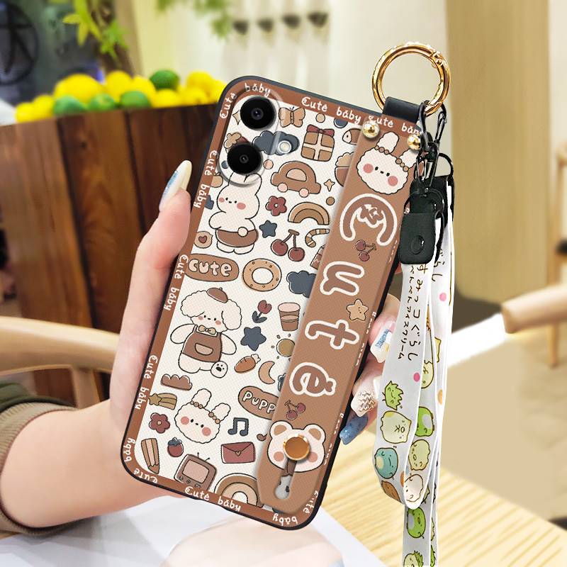 Anti-knock Wristband Phone Case For Samsung Galaxy A07 Fashion Design Wrist Strap Durable Shockproof Soft case Cartoon