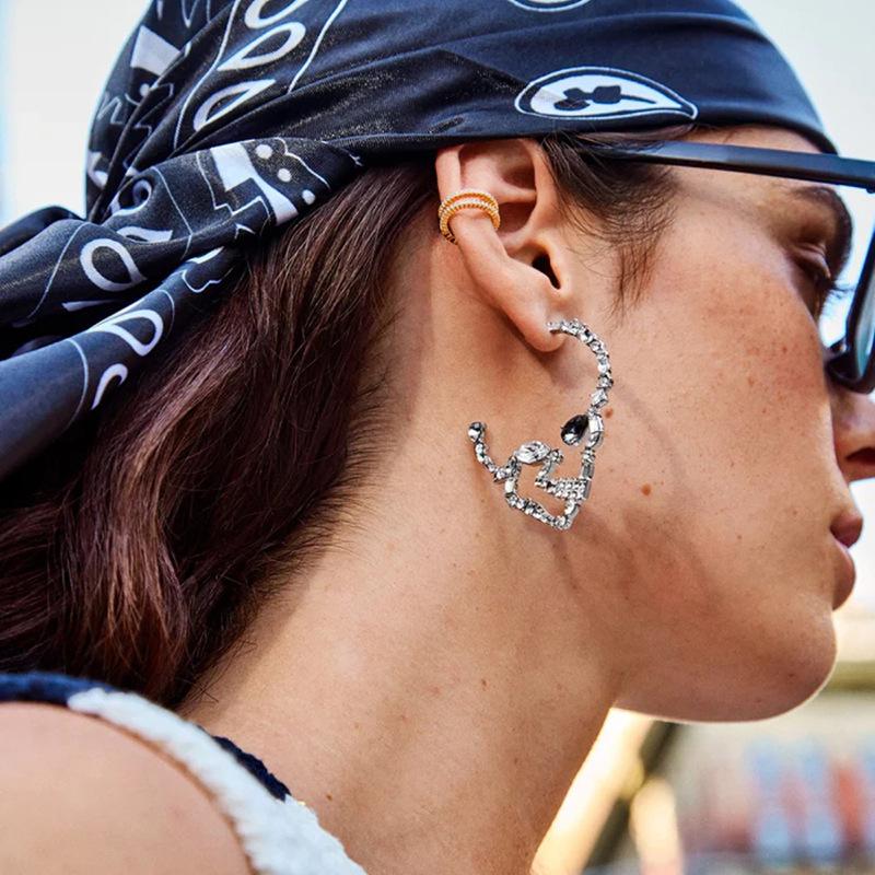 Halloween Earrings Diamond Skull Alloy Ornaments Pumpkin Head Witch Earrings Bat Earrings