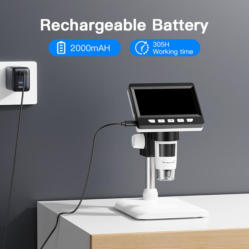 4.3 Inch Digital Microscope 1080P 50-1000x Coin Microscopio 2000mAh Soldering Microscope for Electronics Repair PCB PC Laptop