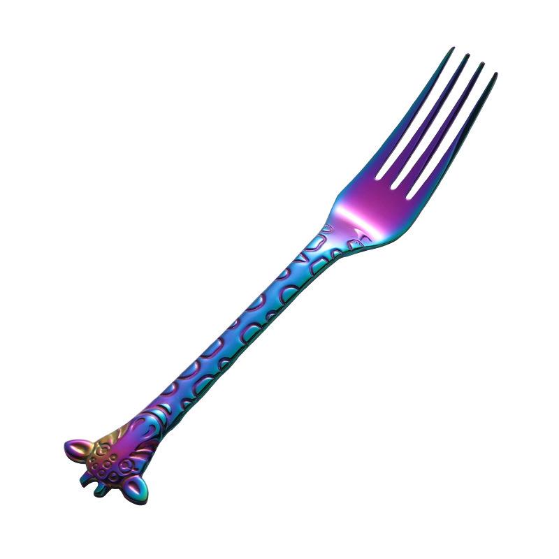 304 stainless steel dessert spoon fork stirring spoon creative cartoon giraffe cake ice cream coffee spoon fork