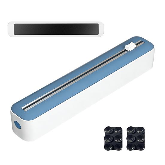 Wall Mounted Wrap Holder Plastic Dispenser with Slider Cutter, No-Drill Mount Magnetic Cutter Tool Cling Film Refillable Food for Kitchen Universal