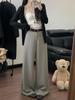 High-Grade Gray Wide-Leg Suit Pants - Women's Spring 2026 Drape Loose, Floor-Length Casual Trousers