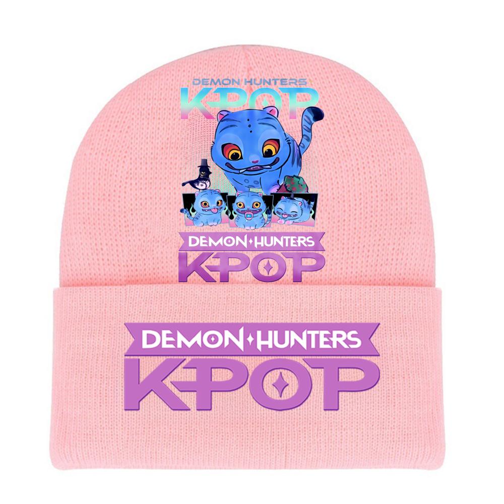 Kpop Demon Hunters HUNTRIX SAJABOYS Letter Printed Rolled-edge Woolen Knitted Cap Thickened Cold Season Adult Hat Fans Birth Date Present