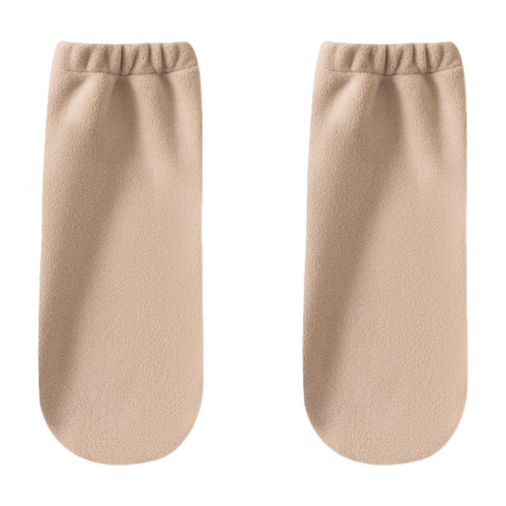 

1 Set of Two Sleeping Socks Uniform Color Double-Sided Fleece Female Socks High Elasticity Breathable Warm Sock Liners High Quality One Size хаки