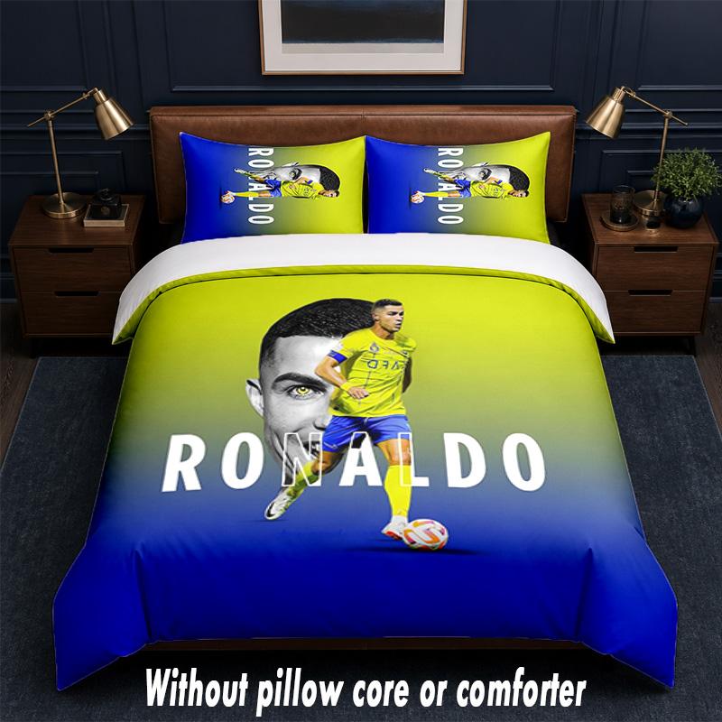 Set Biancheria da Letto Design Cristiano Ronaldo 1 Copripiumino + 2 Federe Morbido Traspirante Biancheria da Letto per la Casa