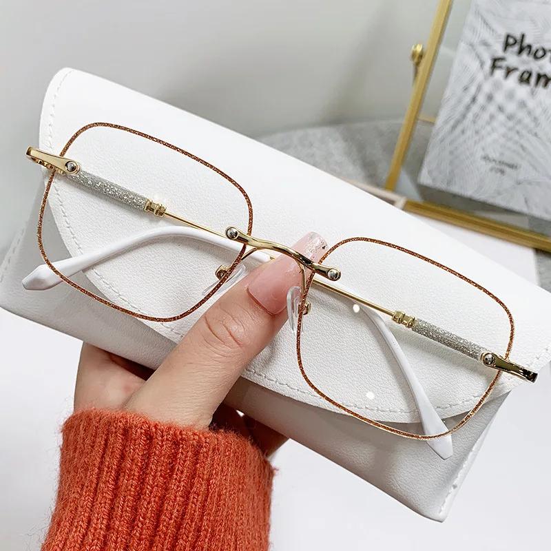 

Men Women New Shiny Gradient Sunglasses Square Frame Rimless Diamond Sunglasses Retro Outdoor Essential Uv400 Eyeglasses as show