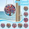 Acrylic Suncatcher Puzzle 83 Pieces Patriotic Tree Design Stained Glass Style Hanging Decoration with Chain for Window Display