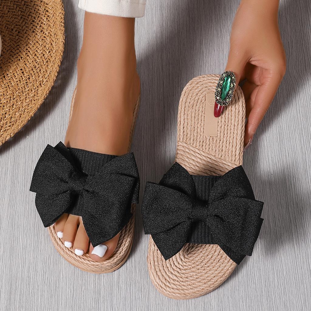 Women Slippers Fashion Trend Bow Anti Slip Sandals Wear-resistant Comfortable Shoes Soft Sole Flat Heel Slippers Slides Women