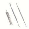 3pcs Set Professional Endogenous Toenail Suit: Stainless Steel File with Lifter and Storage Box-No Odor, Foot and Nail Care