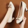 Autumn New High Heels Women's Mid-heel Shallow Temperament Single Shoes Women's One-pedal Pointed Workplace Work Shoes