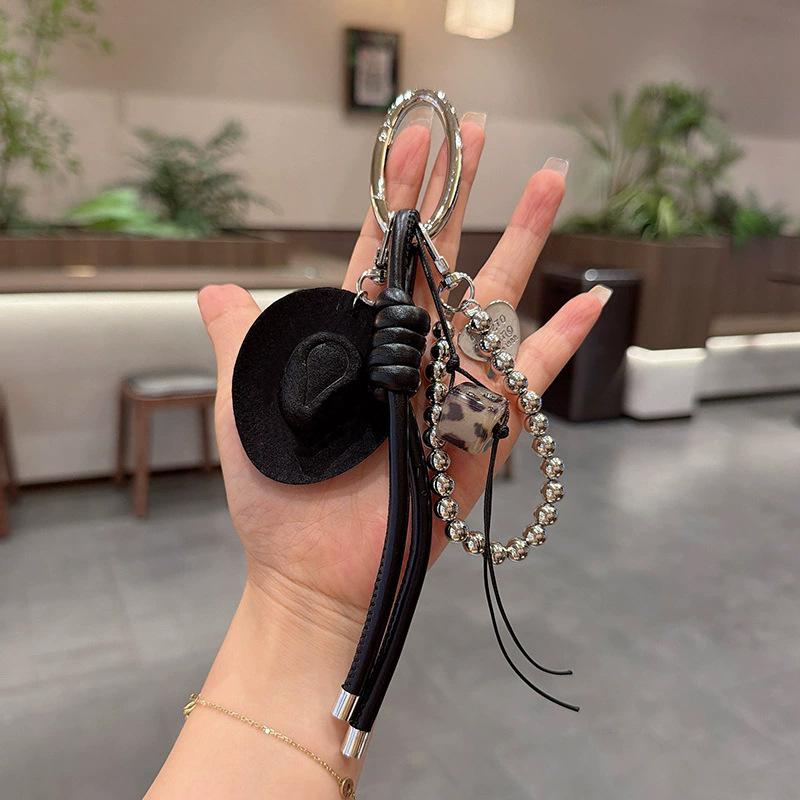 Glücksbringer Cowboyhut Schlüsselanhänger Anhänger Handgeflochtenes Seil Kunstleder Charm Glücksbringer Dekoration Für Autoschlüssel Tasche Geldbörse