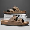 Herren Hausschuhe Fußgewölbestütze Slipper Wildlederschuh Crestar Korkfußbett Arizona Sandalen für Damen Einfarbig Doppelknopf Hausschuhe