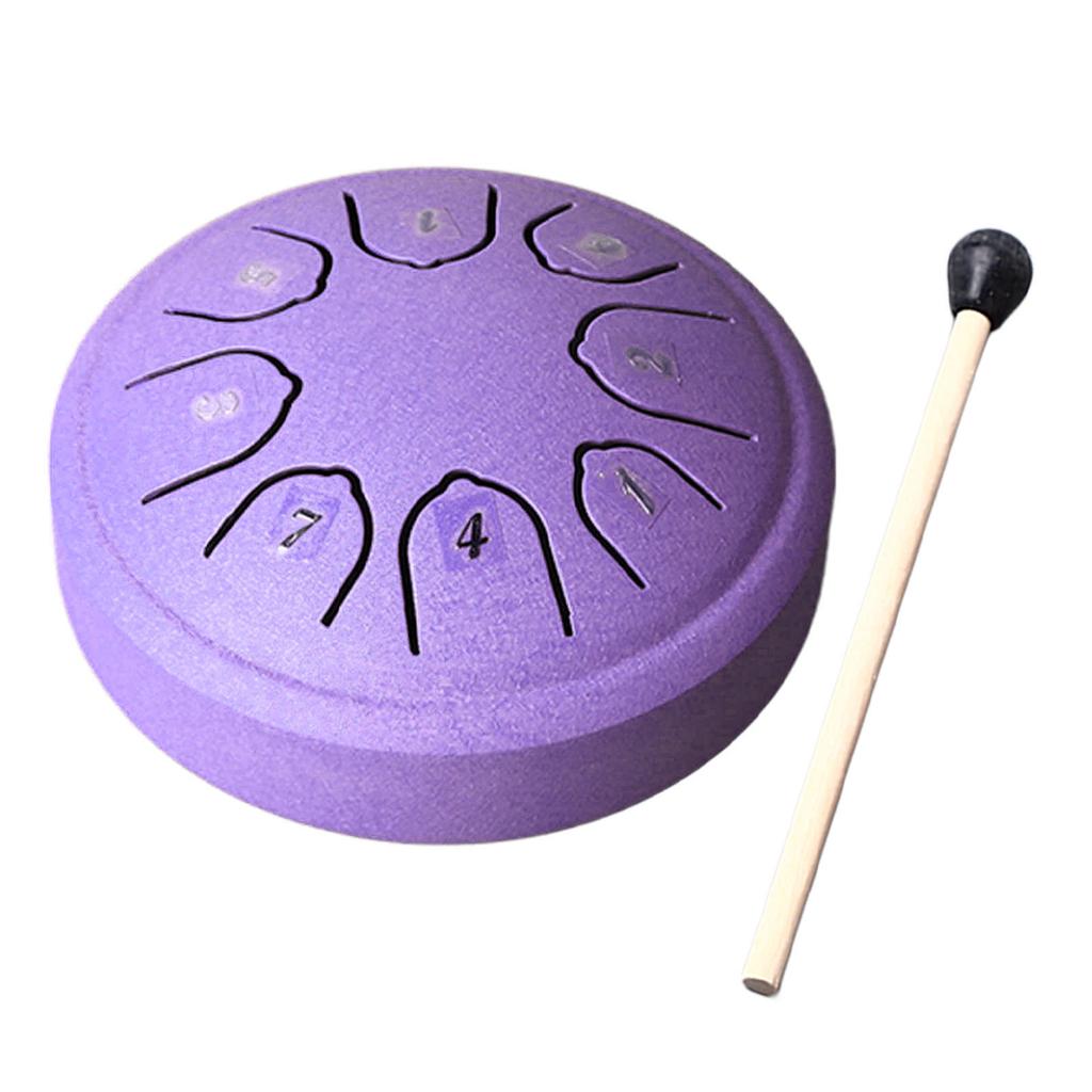 Язычковый барабан 4,5 дюйма 8 тонов До мажор Углеродистая сталь Мини язычковый барабан для взрослых детей начинающих Фиолетовый