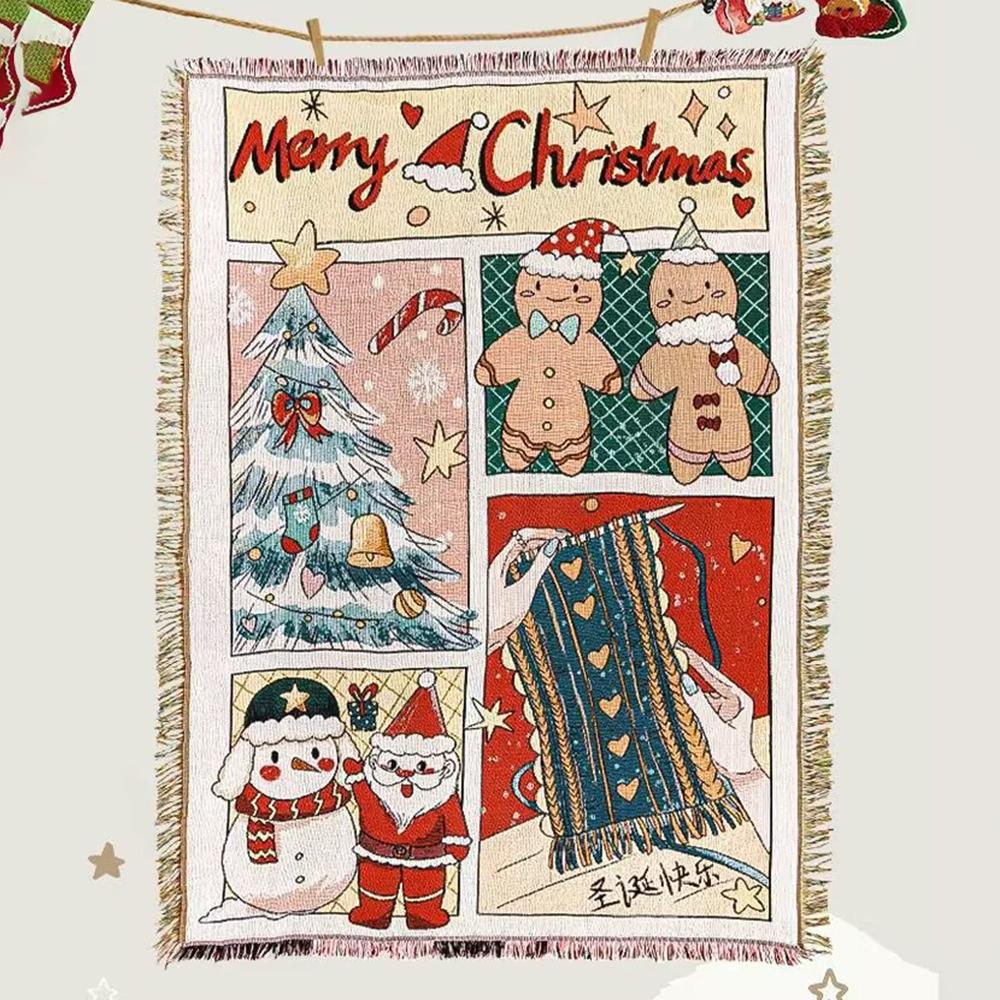 Deka na vánoční stromeček Perník 2024 Vánoční pletené deky Zimní měkká deka na pohovku Rozkládací pohovka Novoroční dárky 2025