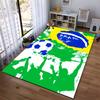 Fußballteppich inspiriert von der brasilianischen Flagge mit grünem, gelbem und blauem Design, geeignet als Antirutsch für Wohnzimmer, Schlafzimmer, Sofas
