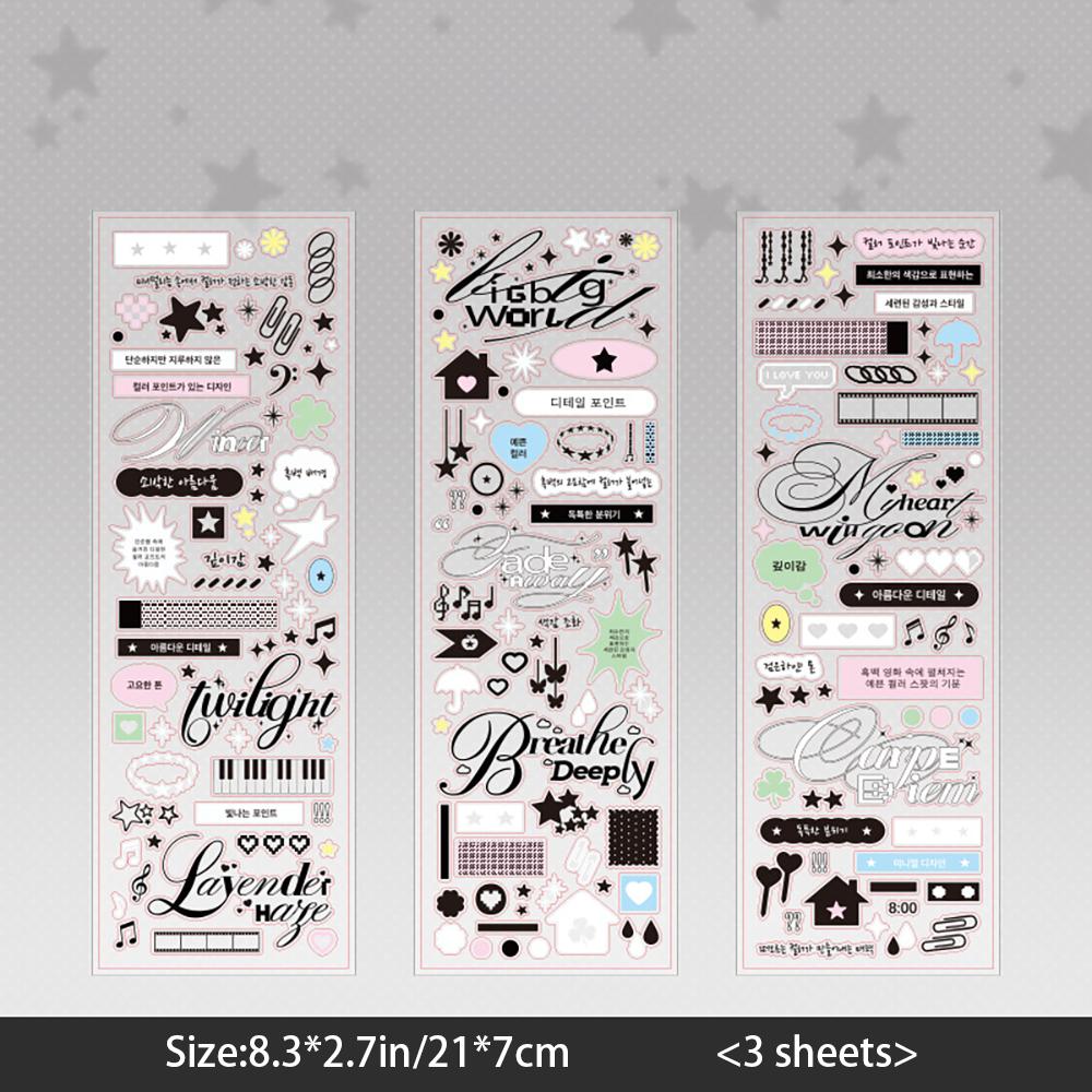 Color Notebook Series Stickers, Korean Basic Versatile Small Elements Student Account Diary DIY Decorative Stickers