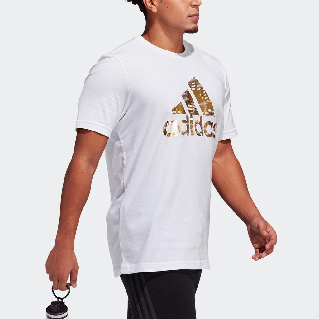Adidas T Shirts Men's White Crew Neck Moderate Straight Fit GL3703