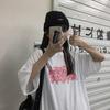 White Short-sleeved T-shirt Women's New Summer Korean Version Ins Harajuku Retro Printed Couple Half-sleeved Top