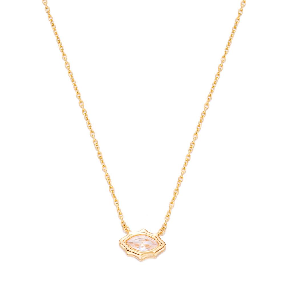 European Trendy Copper Pendant Necklace with Zirconia Water Drop Design