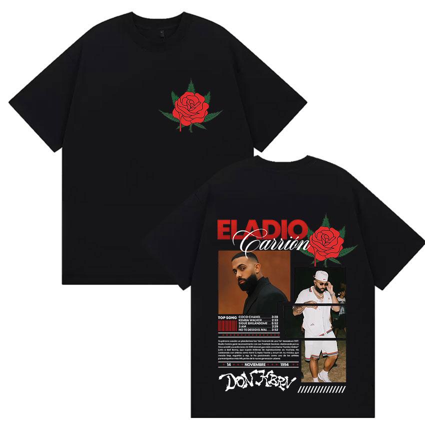 Famous Rapper Eladio Carrion Album Global Tour Mercah TShirt Men Women Loose Casual Cotton Tee Streetwear Hip Hop Oversized Top