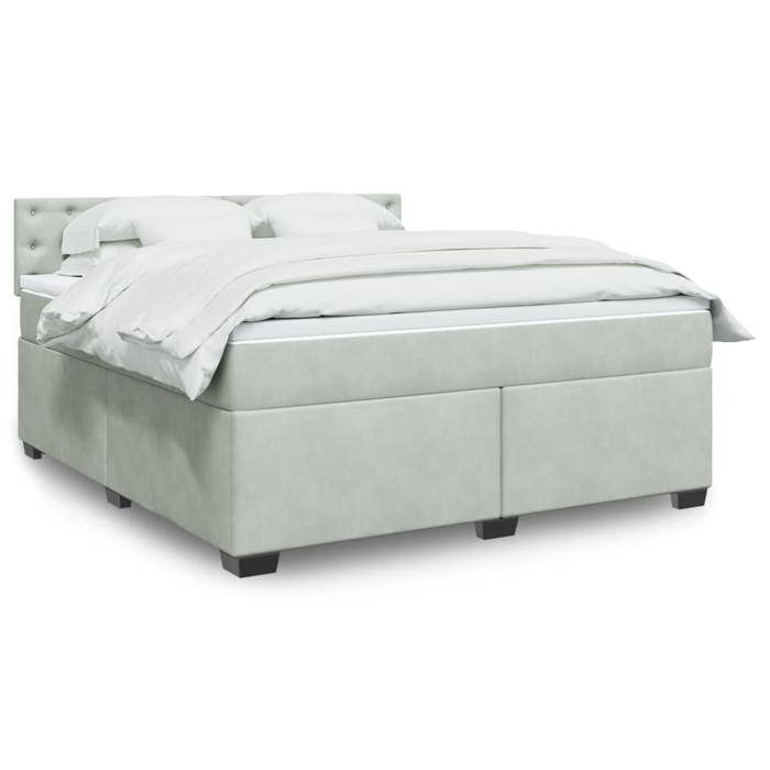 VidaXL Slat Bed Base and Mattress Light Grey 180x200cm Velvet 3288690