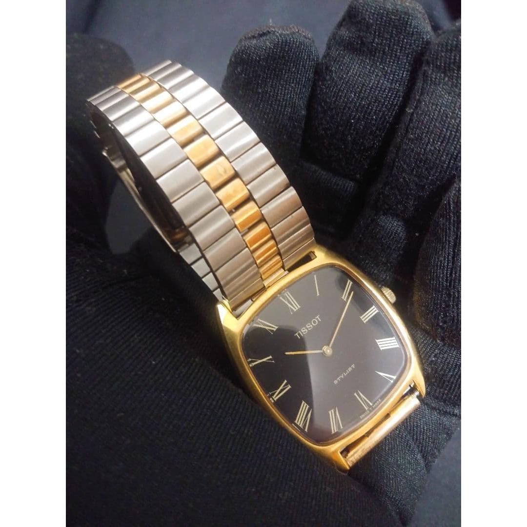 Used Tissot Stylist Black Gold Tank Manual Winding
