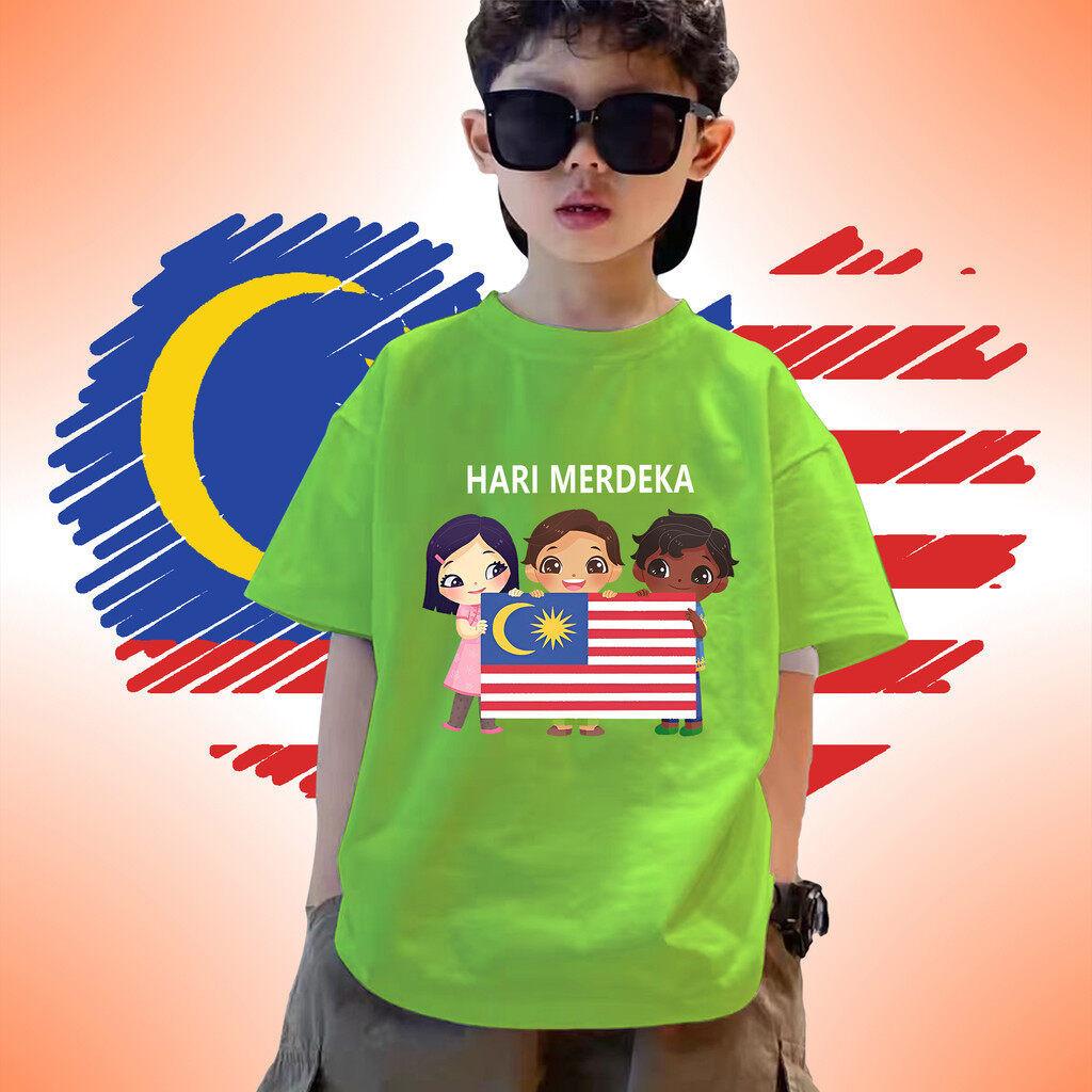 2025 Kids T Shirt Malaysia Merdeka Edition with Round Neck and Unique Celebration Print