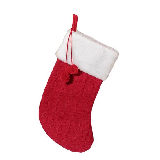 Weihnachtsstrümpfe 17 Zoll Groß Gestrickt Kamin Hängender Strumpf mit Kunstfell Weißer Umschlag für Weihnachtsfeiertags-Partydekoration