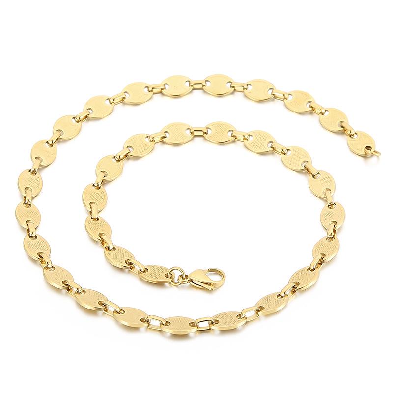 

Колье из титановой стали с 18-каратным золотым покрытием в виде кофейного зерна - Минималистичное, Высококлассное, Универсальное украшение 60 cm