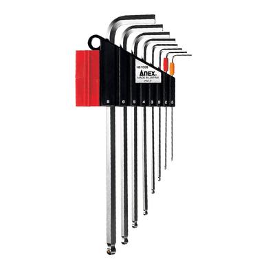 ANEX HB1008 Ball Point Wrench with Mag Catch Set Holder, 8-Piece (1.5/2/2.5/3/4/5/6/8mm)