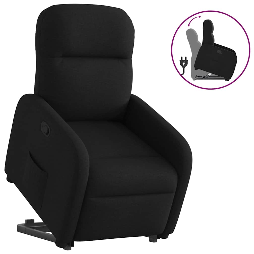 Recliner Chair with Rising Function Black Fabric