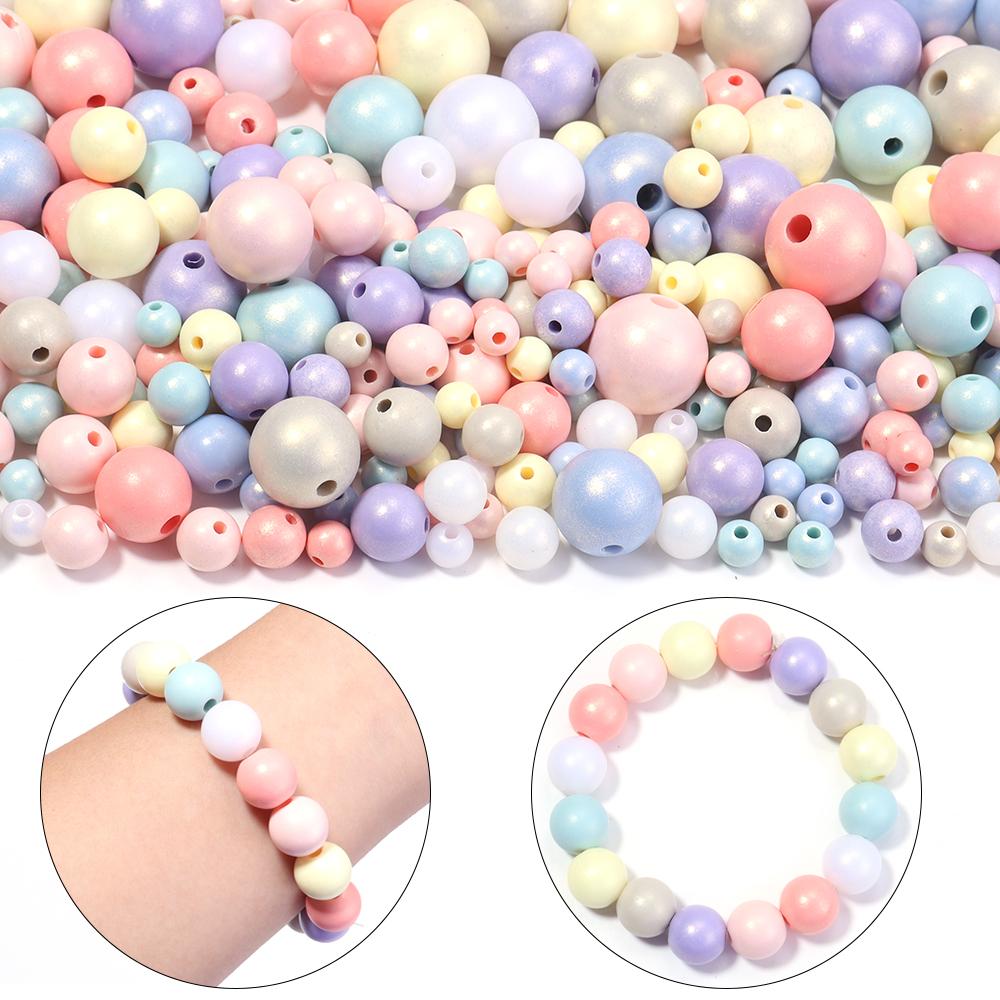 30-100pcs Macaroon Color Acrylic Beads Mixed Color Round Loose Spacer Beads For Jewelry Making DIY Bracelet Necklace Accessories
