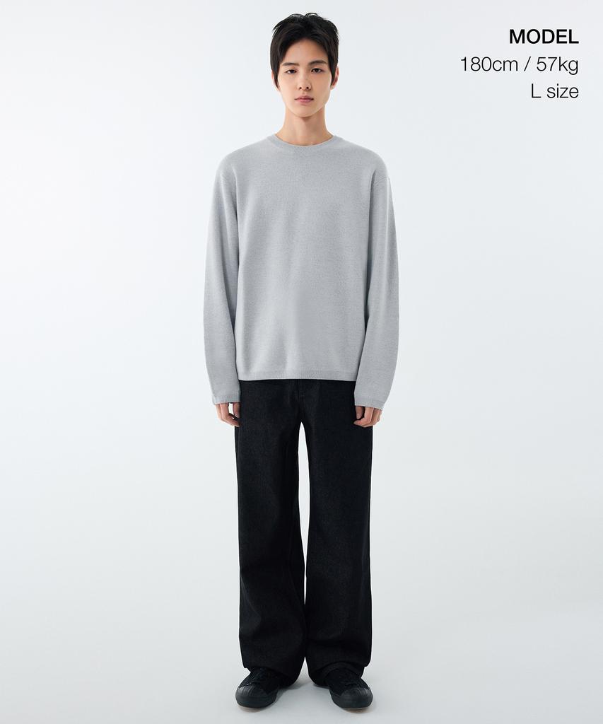 MUSINSA STANDARD Minimal Crew Neck Knit [Light Gray]